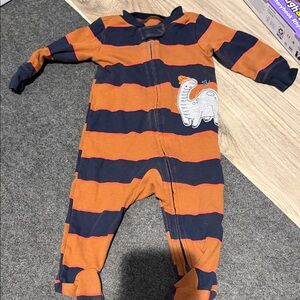 Striped Orange and Blue Dinosaur footie